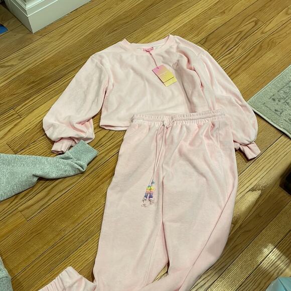 Stoney clover lane terrycloth pink top Small and pants XS nwt - Picture 3 of 7